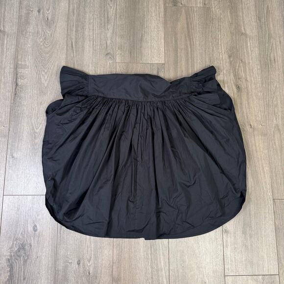 Madewell Poplin Shirred Button-Up Shirt Womens XL Black Ruffle Cap Sleeve NU451 - Picture 6 of 8